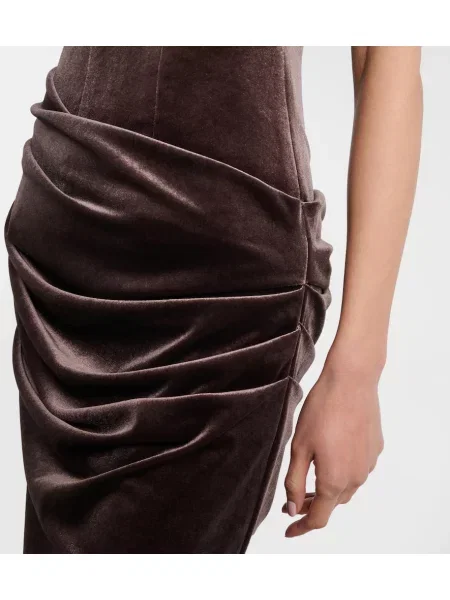 Rochie Alex Perry de catifea drapată maro