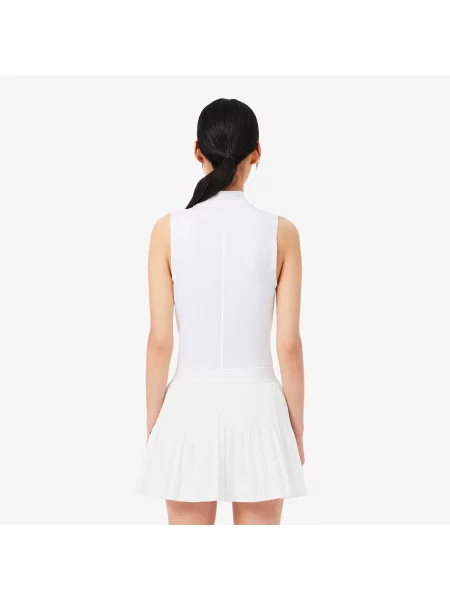 Lacoste Tenisowa Koszulka Polo Bez Rękawów Ultra Dry Ze Stretchu biała