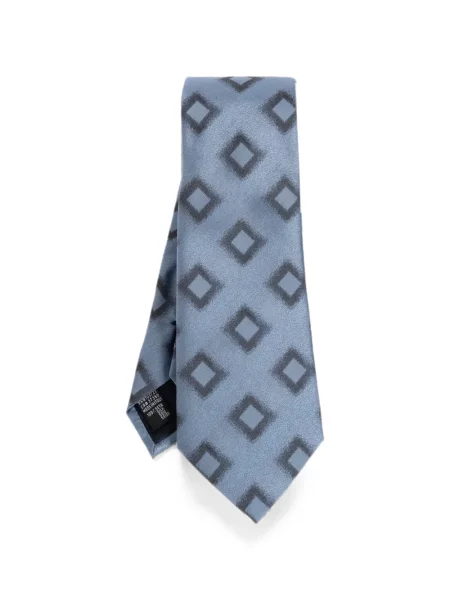 Cravată Giorgio Armani de mătase cu imagine cu imprimeu geometric albastru