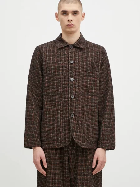 Vlněná košile Universal Works regular s klasickým límcem zelená