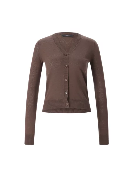Lniany kardigan Weekend Max Mara brązowy