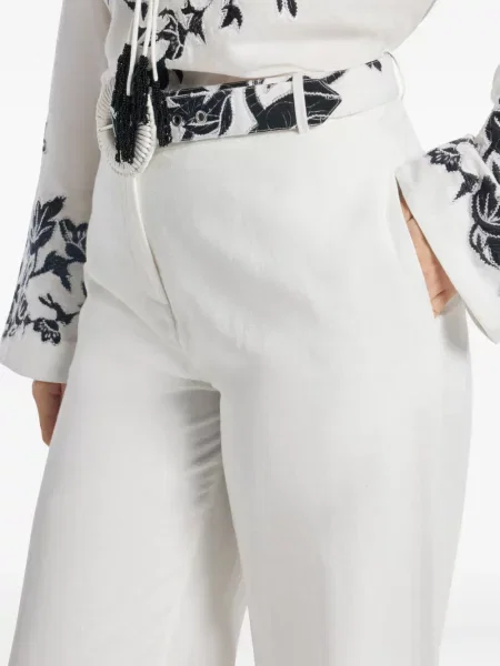 Pantaloni Hemant And Nandita cu model floral alb