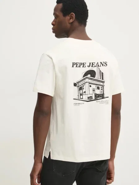 Pepe Jeans t-shirt DALTON TEE z nadrukiem beżowy