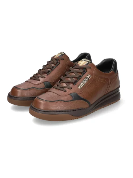 Sneakersy Mephisto sznurowane skórzane brązowe