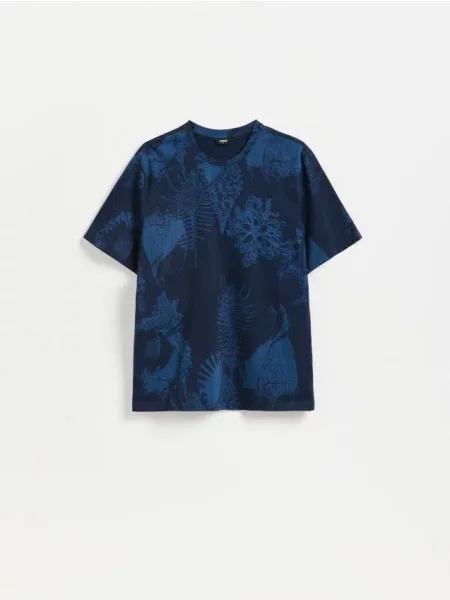 Reserved Tricou regular cu mercerizat bleumarin