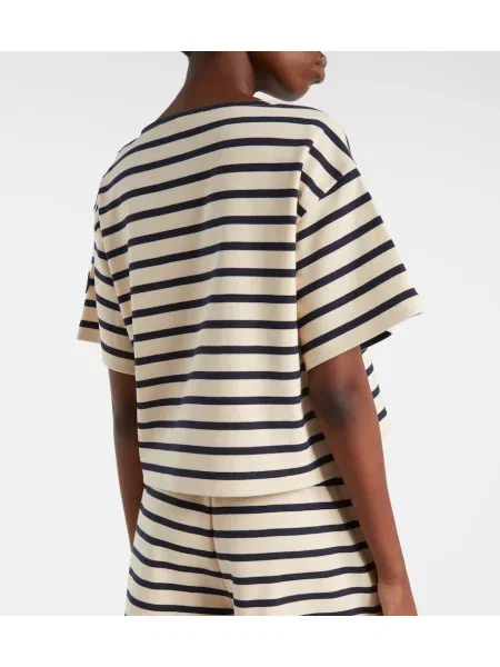 Tricou Moncler cu dungi din jerseu alb