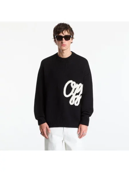 Dzianinowy sweter Off-white z logo biały