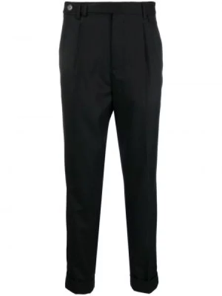 Decupat pantaloni Brunello Cucinelli de lână conici negru