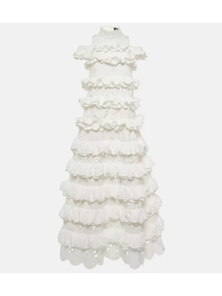 Haftowana sukienka maxi Susan Fang biała