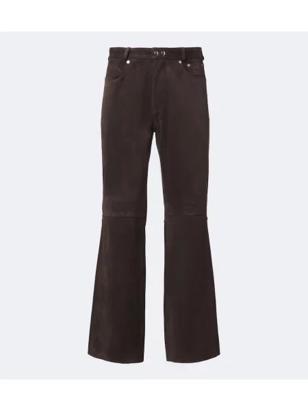 Pantaloni Our Legacy din piele de căprioară maro