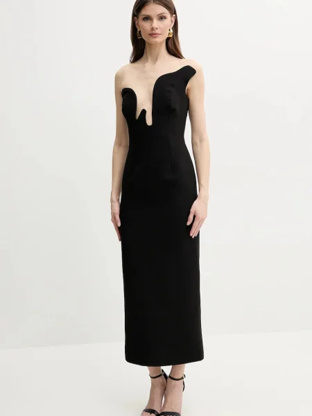 Bardot rochie ROSALYN midi mulata negru