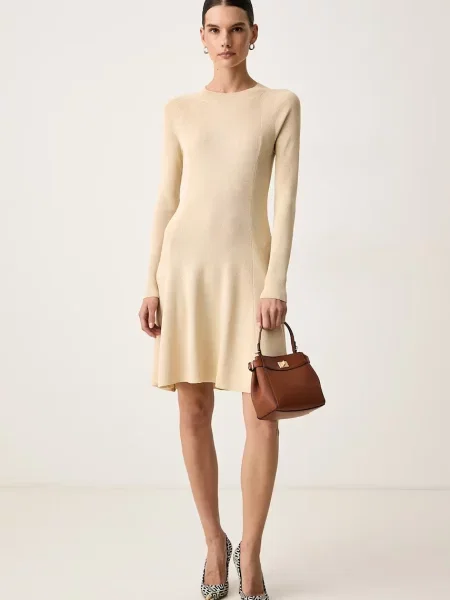 Armani Exchange rochie cu vâscoză bej