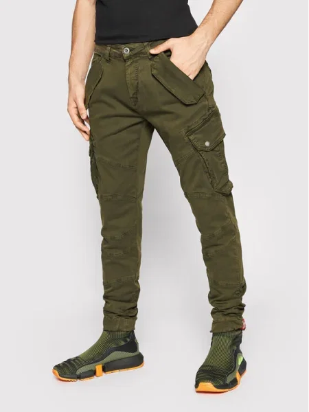 ALPHA INDUSTRIES Pantaloni cu Combat gri denim / alb / roșu cireș verde