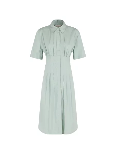 Kołnierzykowy sukienka Semicouture plisowana garniturowa zielona