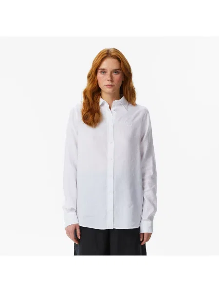 Lacoste Lniana Koszula Relaxed Fit biała
