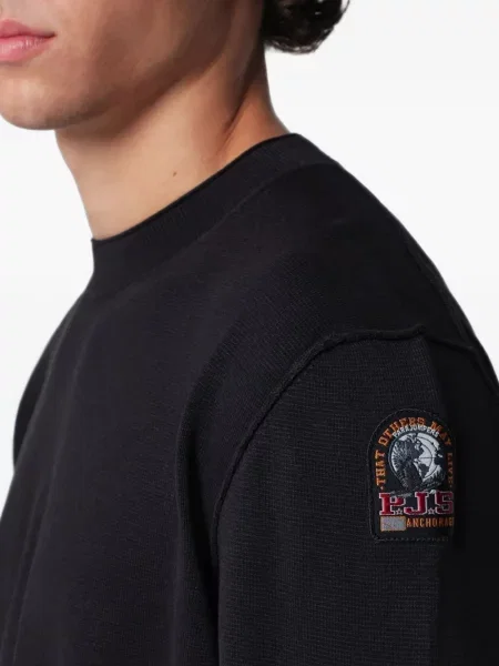 Дълго тениска Parajumpers с кръгло деколте с автограф черно