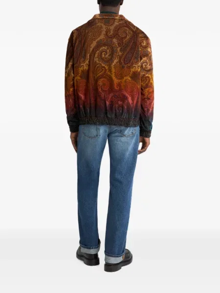 Μπουφάν Etro κοτλέ με σχέδιο paisley καφέ