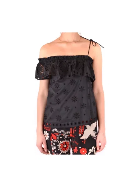 Lniany top Red Valentino czarny