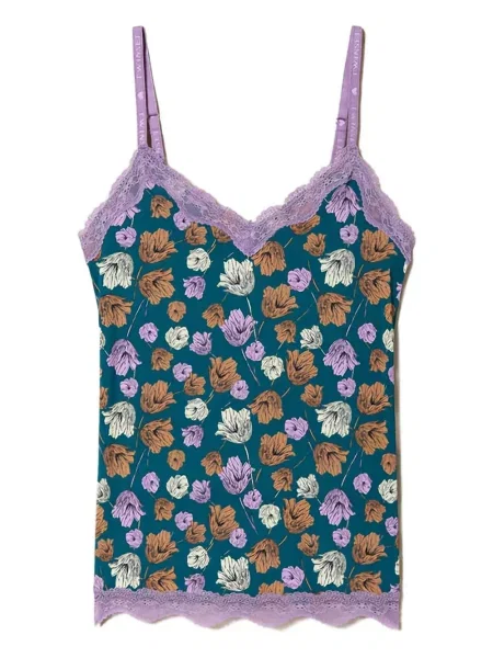 Maiou Twinset cu model floral cu imagine din dantelă verde