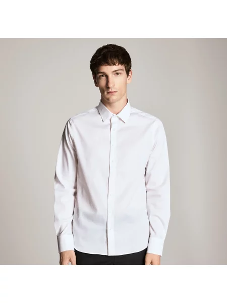 Reserved Košile slim fit s vysokým podílem bavlny bílá