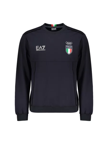 Bluza z kapturem Emporio Armani Ea7 z kapturem z logo niebieska