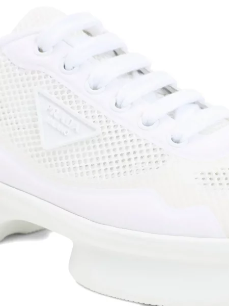 Sneakerși Prada cu șireturi plasă alb