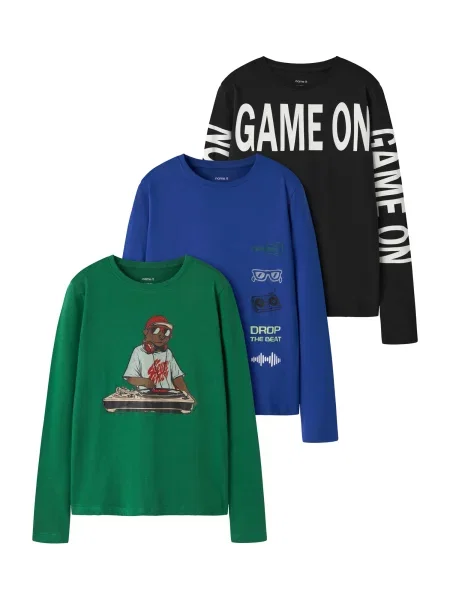 NAME IT Tricou NKMNIKOLAI albastru închis / verde / negru alb