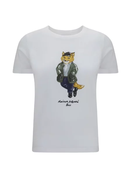 Tricou Maison Kitsune cu imagine alb