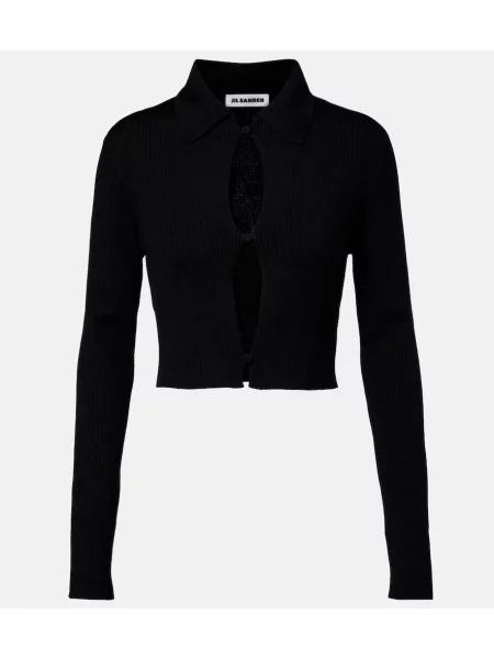 Cardigan Jil Sander de lână negru