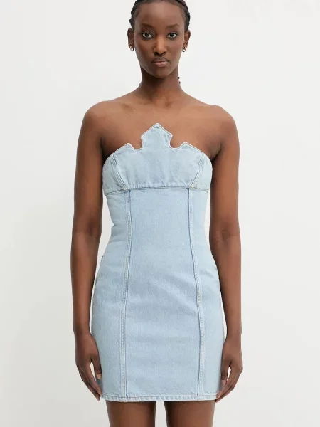 Coperni rochie jeans x Disney Crown mini mulata albastru