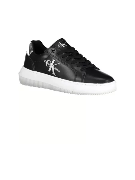 Trampki Calvin Klein skórzane z nadrukiem chunky czarne