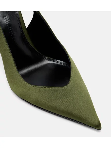 Pantofi cu toc The Attico din satin slingback verde