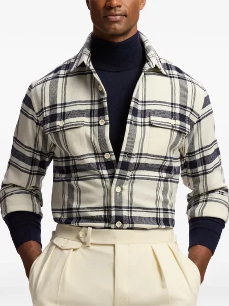 Καρό πουκάμισο Ralph Lauren Purple Label μωβ