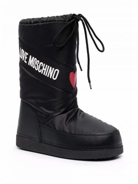 Raštuotos nėriniuotos auliniai batai Love Moschino su raišteliais
