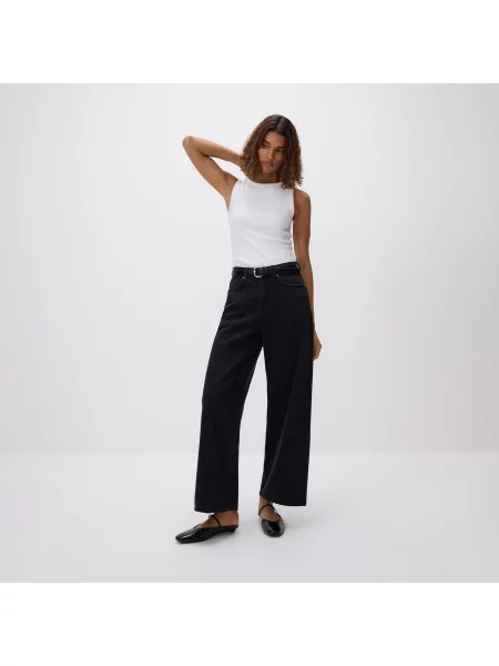 Reserved Džíny wide leg černý