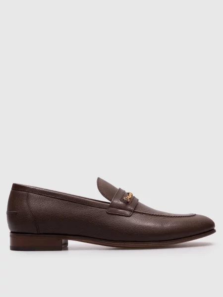 Шкіряні лофери з ембемою VLogo Signature Valentino коричневі