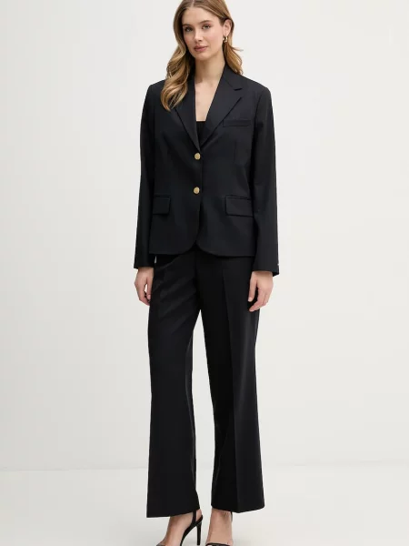 Tommy Hilfiger marynarka z dodatkiem wełny jednorzędowa gładka granatowy