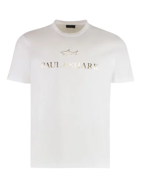 Tricou Paul & Shark cu imagine din jerseu alb