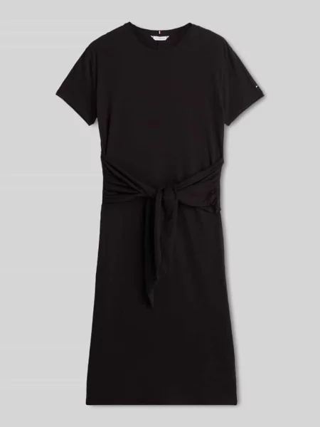 Sukienka t-shirtowa o kroju relaxed fit z węzłem model CO SLUB KNOT MIDI DRS' Tommy Hilfiger
