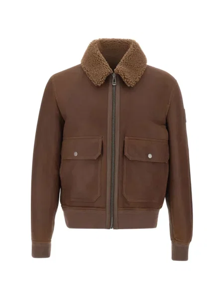 Geacă Belstaff din piele de oaie maro