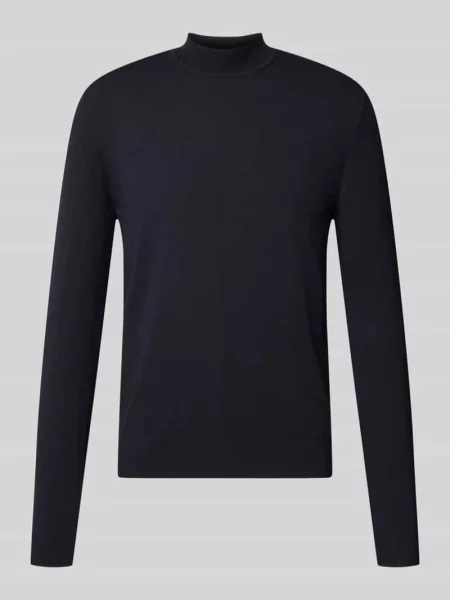 Sweter o kroju regular fit z mieszanki model San Marc-CV' Hugo granatowy