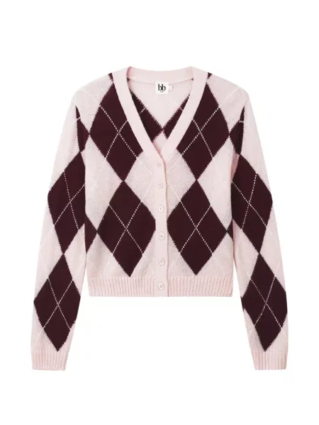 Cardigan B+ab în carouri roz