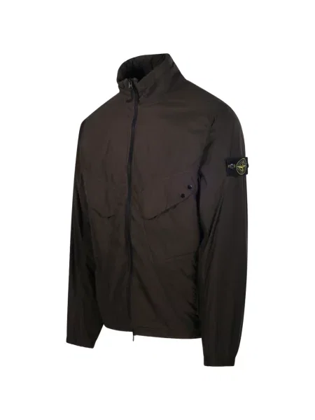 Geacă Stone Island cu glugă cu strasuri maro