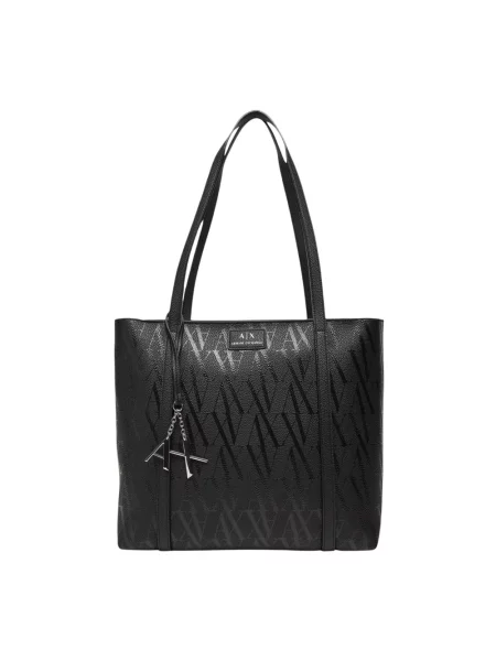 Armani Exchange torebka shopper z imitacji skóry czarna