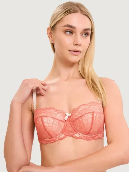 Кружевной бюстгальтер балконет помаранчевий