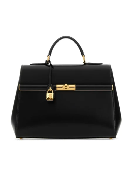 Lniana torebka Dolce And Gabbana czarna