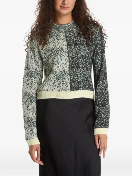 Pulover Desigual cu model floral cu imagine verde