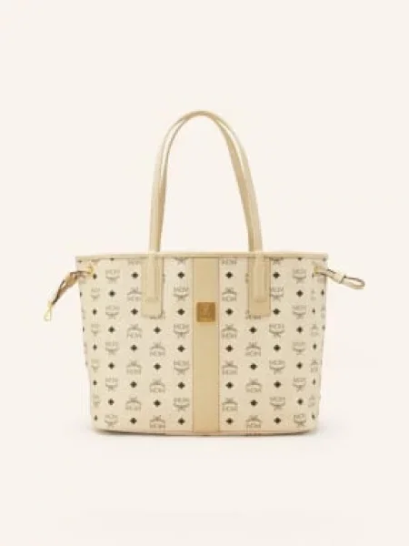 Mcm Torba Shopper Liz Visetos Medium Model Dwustronny beige czarna