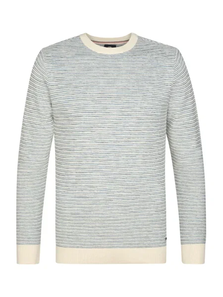 Petrol Industries Svetr námořnická modř / nebeská modř / vlny bílé