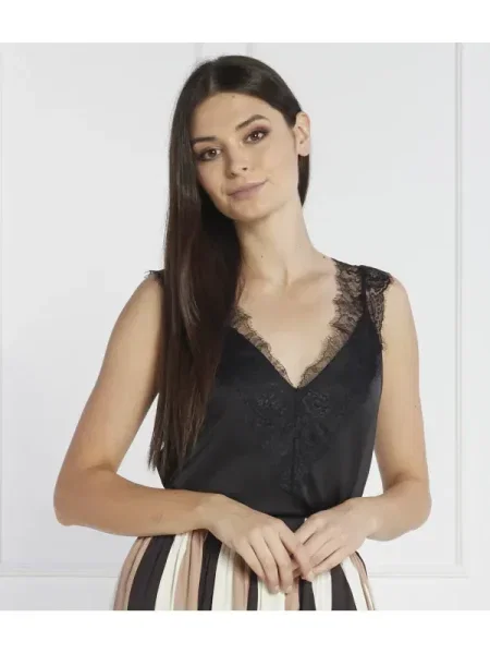 Top Boss Black din dantelă negru